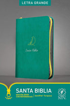 Cargar imagen en el visor de la galería, Biblia NTV, Edición zíper con referencias, letra grande (SentiPiel, Turquesa, Letra Roja)