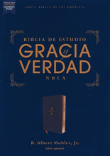 Load image into Gallery viewer, Biblia de Estudio NBLA Gracia y Verdad Imitación Piel Azul Marino