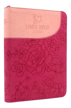 Cargar imagen en el visor de la galería, Biblia Rosa Floral RVR60 Cierre Letra Gigante