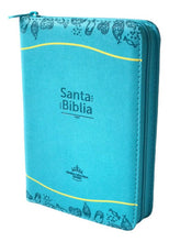 Cargar imagen en el visor de la galería, Biblia RVR60 compacta aguamarina con cierre