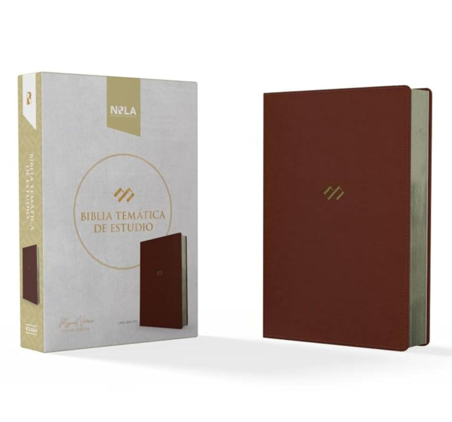 Biblia NBLA Tematica De Estudio Miguel Nuñez Cafe Simil Piel