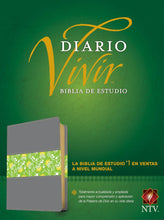 Load image into Gallery viewer, Biblia de estudio Diario vivir NTV Sentipiel Gris-Verde
