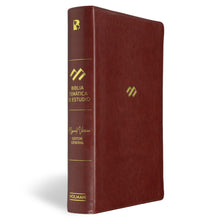 Load image into Gallery viewer, Biblia NBLA Tematica De Estudio Miguel Nuñez Cafe Simil Piel
