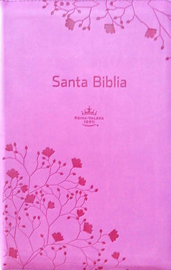 Biblia Rosada floral RVR60 con cierre