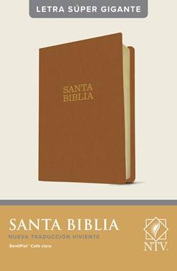 Biblia NTV Letra súper gigante Senti Piel Café claro con índice