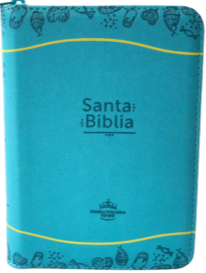 Biblia RVR60 compacta aguamarina con cierre