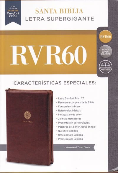 Biblia RVR60 Letra Super Gigante Café Cierre
