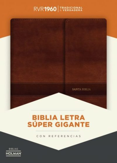 Biblia RVR60 Letra Súper Gigante café símil piel con índice y solapa
