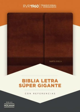 Biblia RVR60 Letra Súper Gigante café símil piel con índice y solapa