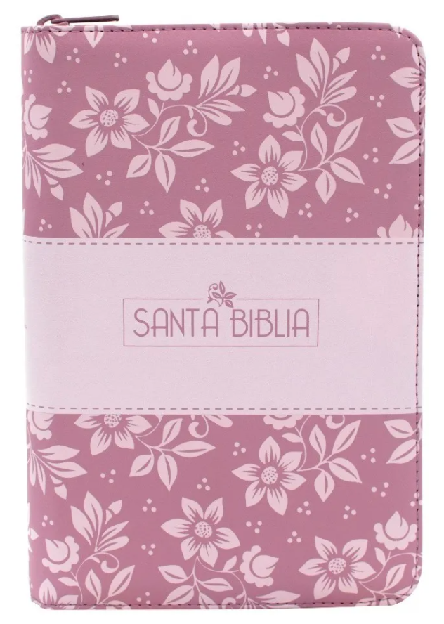 Biblia RVR60 Rosado con flores y cierre