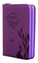 Load image into Gallery viewer, BIblia RVR60 compacta morada con cierre
