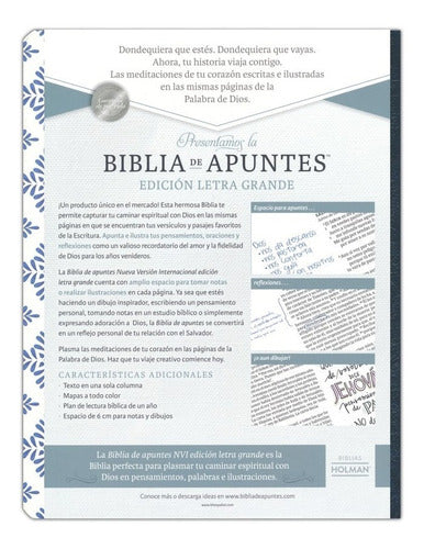 Biblia de apuntes NVI Letra Grande Azu (Piel genuina y tela impresa)